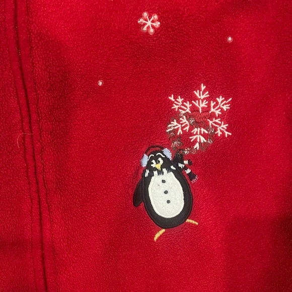 Northern Reflections Vintage Red Fleece Penguin Vest with sparkly beads size XL - Picture 4 of 9